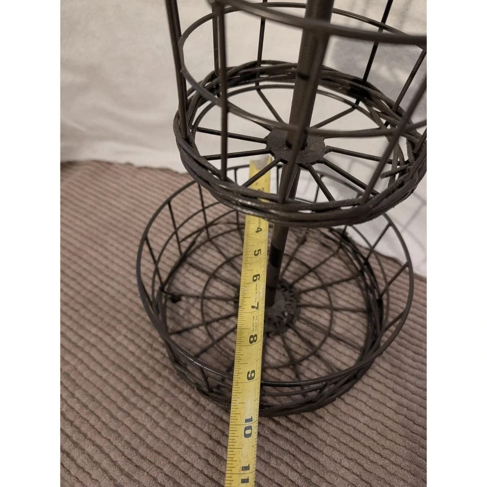 TWO TIERED BLACK WROUGHT IRON FRUIT/ALL-PURPOSE DISPLAY BASKET